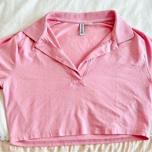 H&M divided ribbed collar crop top